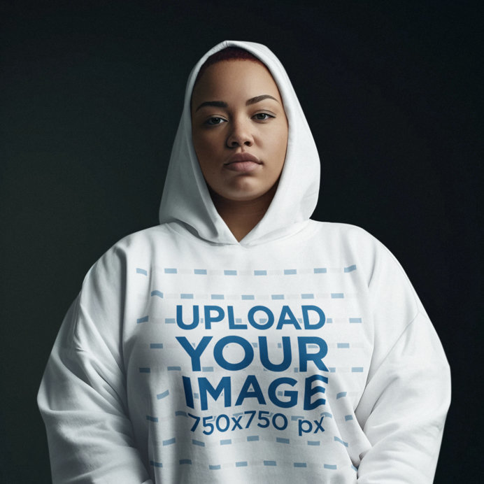 Hoodie Mockup Featuring a Confident AI-Generated Woman for Women's Day