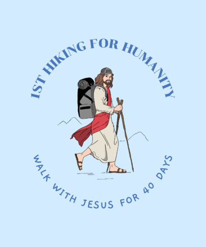 T-Shirt Design Maker Featuring a Funny Illustration of Jesus Taking a Hike