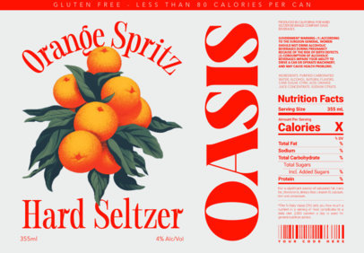 Hard Seltzer Label Design Maker Featuring Illustrated Oranges