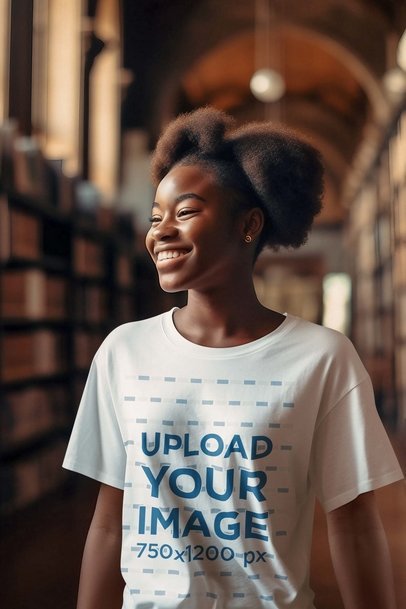 Harry Potter-Inspired Mockup of an AI-Generated Woman With a T-Shirt m33489