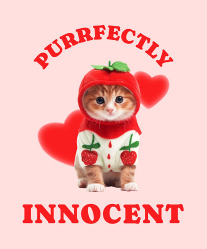 T-Shirt Design Template Featuring a Cute Kitty With an Adorable Costume