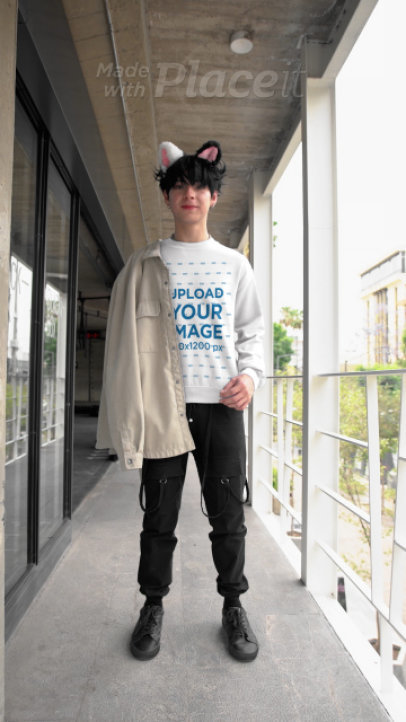 Video of a Cosplay-Styled Man Wearing a Bella Canvas T-Shirt and a Gildan Sweatshirt