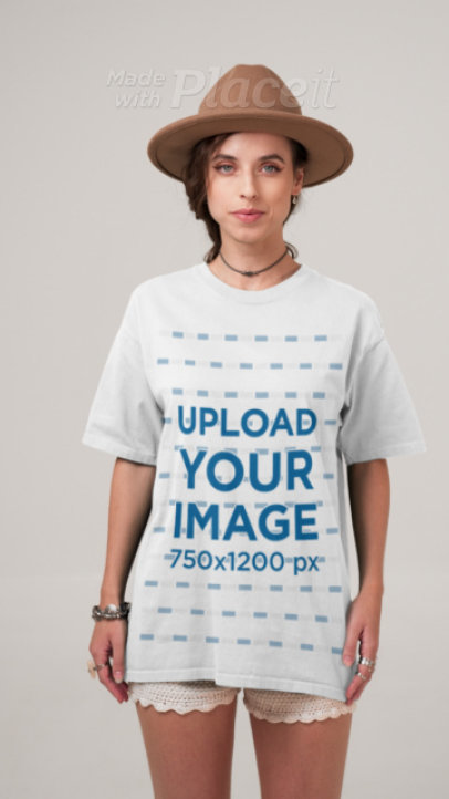 Boho-Themed Video of a Woman Wearing an Oversize T-Shirt