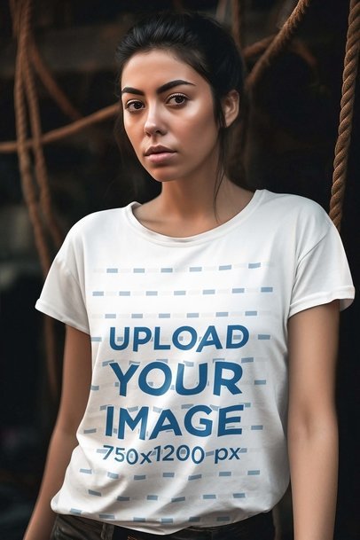 T-Shirt Mockup of an AI-Created Woman Inspired by a Pirates of the Caribbean Character