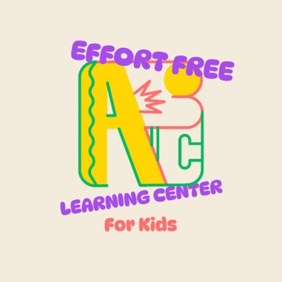 Online Logo Template for a Kids Learning Center Featuring Colorful Letters