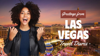 YouTube Thumbnail Generator with a Happy Woman for a Las Vegas Travel Vlog 4677-6244