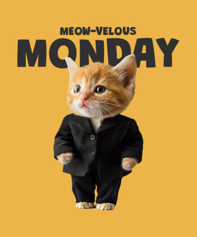 T-Shirt Design Template Featuring a Funny Cat in a Suit for a Meme 5172h-6241