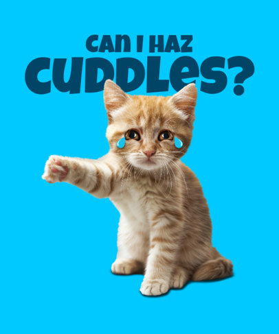 T-Shirt Design Creator Featuring a Crying Kitty Graphic