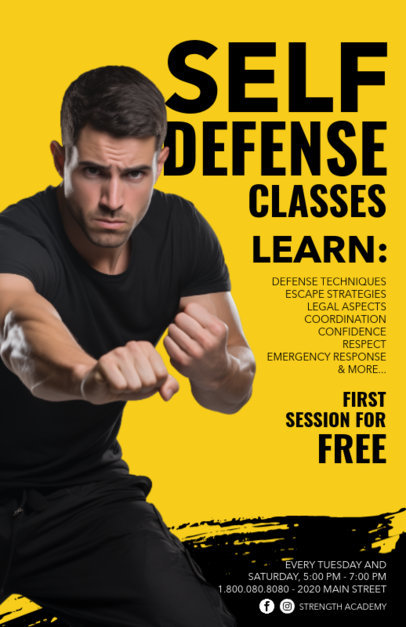 Flyer Design Generator Featuring Information for a Self-Defense Class ed-6814b
