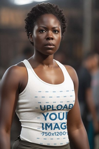 Indiana Jones-Inspired Mockup Featuring an AI-Generated Woman Wearing a Tank Top