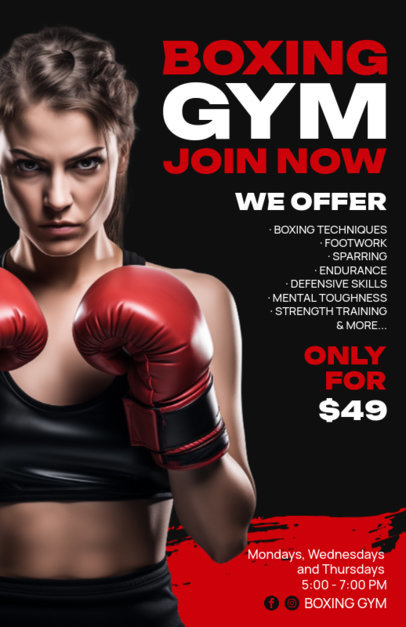 Flyer Design Generator with Information to Join a Boxing Gym ed-6814f