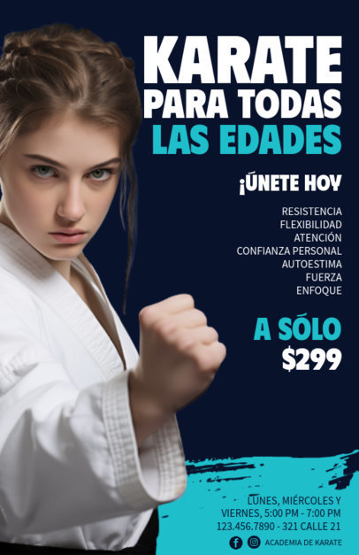 Informative Flyer Design Maker for Professional Karate Classes ed-6814h