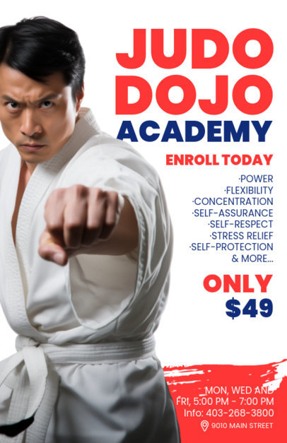 Flyer Design Template with Informative Text for a Judo Dojo ed-6814e