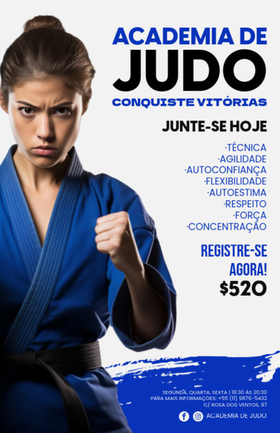 Flyer Design Creator with an AI-Generated Female Judoka for Professional Lessons ed-6814c
