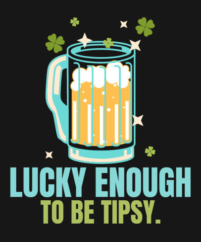 T-Shirt Design Template for St Patricks Day Featuring a Beer Mug with Lucky Clovers