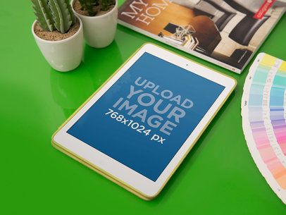 Mockup Template of iPad at Interior Design Studio