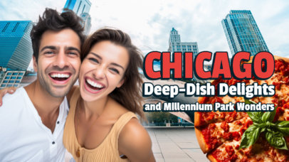 YouTube Thumbnail Template for a Foodie's Vlog About Chicago-Style Pizza 5215-6249
