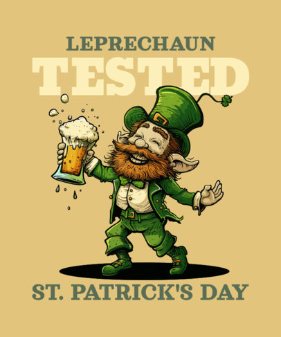 T-Shirt Design Template with an AI-Created Leprechaun Illustration for St Patricks Day