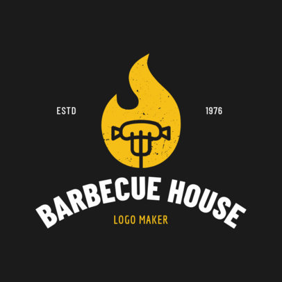 Online Logo Maker for a BBQ Restaurant with Flame Icon 