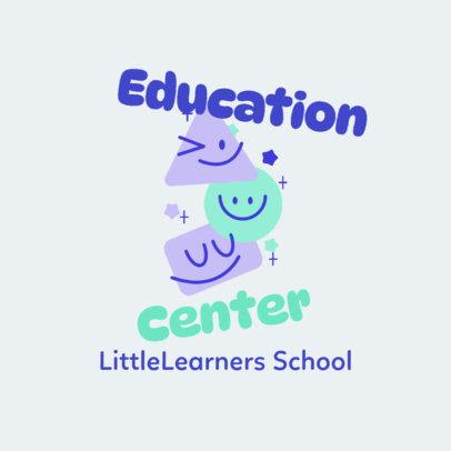 Logo Template with Smiling Shapes for a Kids Education Center