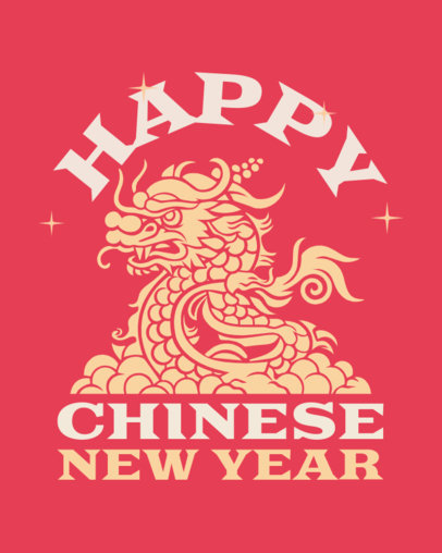 Chinese New Year Instagram Post Template Featuring an Illustrated Dragon