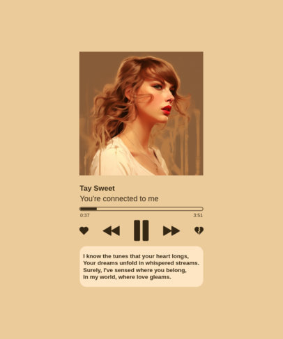 T-Shirt Design Maker Featuring an AI-Generated Graphic Inspired by Taylor Swift and a Quote ed6846