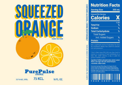 Hard Seltzer Label Design Template with AI-Created Sliced Orange Illustrations
