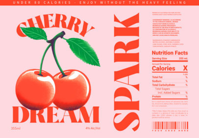 Hard Seltzer Label Design Template with Illustrated Cherries