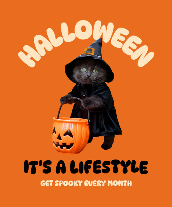 Halloween T-Shirt Design Maker Featuring a Funny Cat Meme