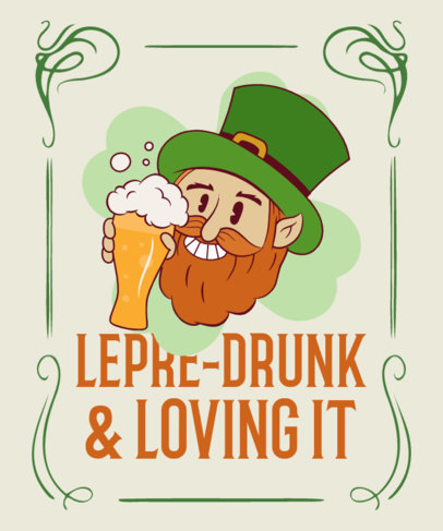 T-Shirt Design Maker for St Patricks Day Featuring a Leprechaun Cartoon with a Beer
