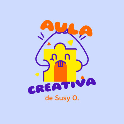 Online Logo Template Featuring a Colorful Puzzle Piece for a Kids Learning Center