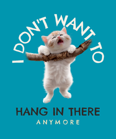 AI-Generated T-Shirt Design Template for Cat Enthusiasts Featuring a Funny Quote