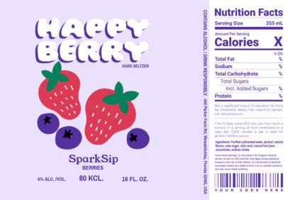Hard Seltzer Label Design Creator Featuring Illustrated Berries