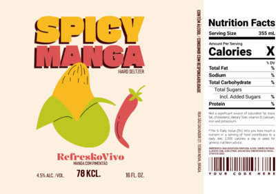 Hard Seltzer Label Design Creator with Fruit Illustrations for a Spicy Mango Flavor
