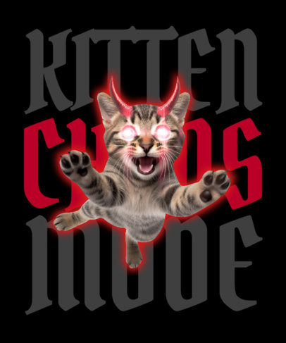T-Shirt Design Template With a Chaotic Cat Meme