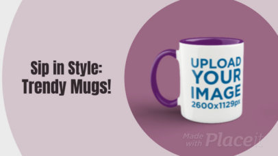 3D Coffee Mug Video Featuring Colorful Text Animations