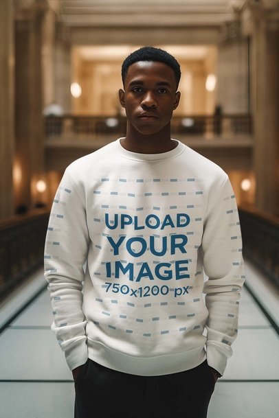 Sweatshirt Mockup Featuring an AI-Created Man Inspired by the James Bond Movie m33847