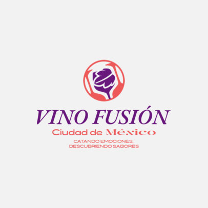 Mexican Wine Festival Logo Template with a Glass and a Leaf