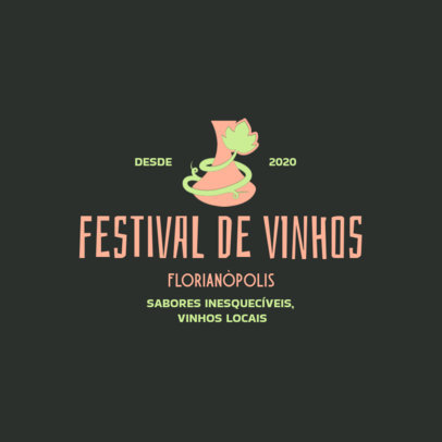 Logo Template for a Festival of Wines Featuring a Leaf Graphic