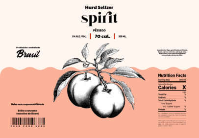 Peach-Flavored Hard Seltzer Label Design Template with AI-Created Graphics ED-6823i