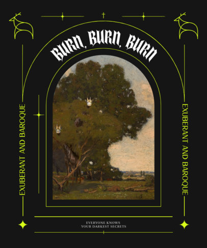 T-Shirt Design Maker Featuring a Gothic Aesthetic Inspired by Saltburn