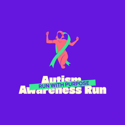 Logo Maker Featuring a Runner and a Ribbon for an Autism Awareness Run