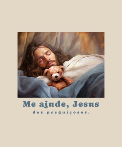 T-Shirt Design Maker with an Illustration of Jesus Sleeping Next to a Teddy Bear 6347h