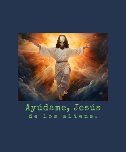 T-Shirt Design Generator Featuring a Funny Alien Illustration Floating in Space 6347j