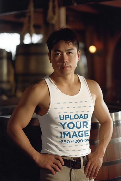 Tank Top Mockup of an AI-Created Man Inspired by Indiana Jones