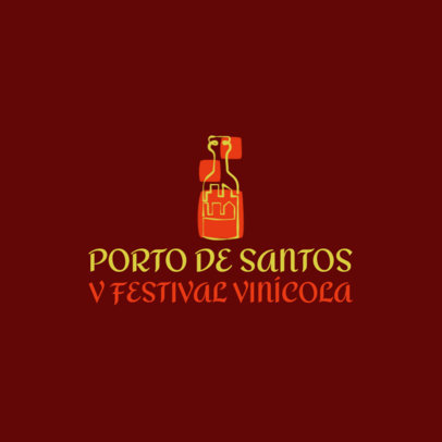 Logo Maker Featuring a Bottle Illustration for a Wine Festival
