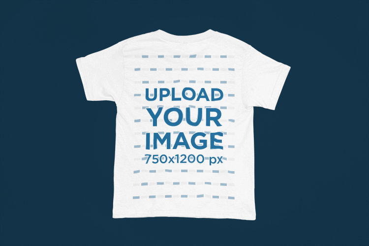 Back-View Mockup Featuring a Gildan T-Shirt Flat Laid over a Solid Surface