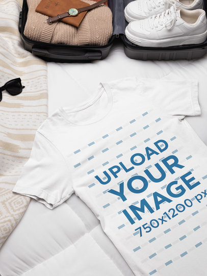 Travel-Themed Mockup Featuring a Bella Canvas T-Shirt With a Nice Outfit m37446