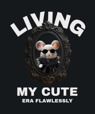 Funny T-Shirt Design Template Featuring a Ternurines-Inspired Mouse Graphic 6130o-6186