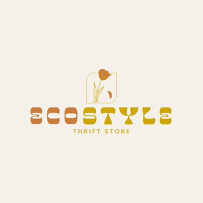 Thrift Store Logo Creator Featuring a Flower Graphic